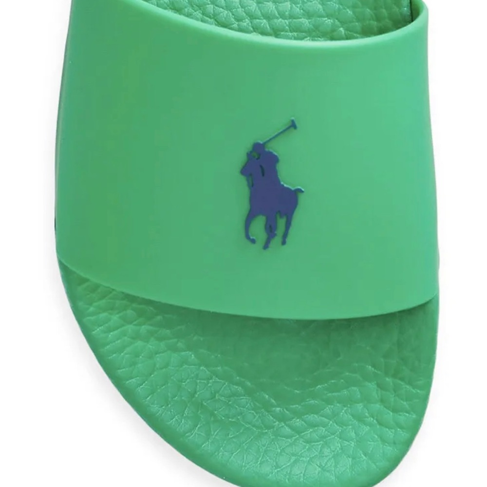 POLO RALPH LAUREN Cabo Green/Light Navy SIGNATURE PONY POOL SLIDES 9 10 11 12 13 - Picture 4 of 5